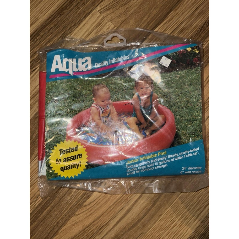 Aqua Vintage Kids Junior Inflatable Splash Pool‎ 1993 Retro 34" Diameter 6" Wall